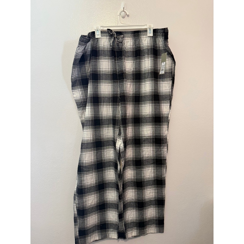 Goodfellow & Co Mens XXL Flannel Pajama Pants Black White Plaid Straight Leg NWT